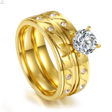 Jóia do ouro da venda por atacado O casamento feito sob encomenda do casal acopla grupos de aço inoxidável do anel do CZ